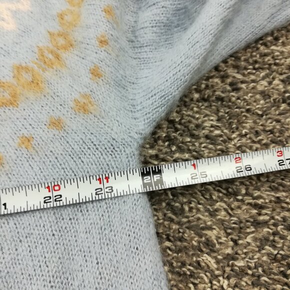 2021 J Crew Sweater Fair Isle Wool Alpaca Puff Sleeve Raglan Blue Womens Large - Picture 7 of 9